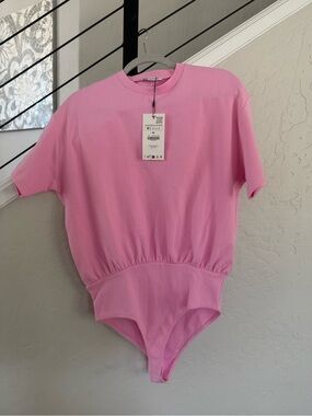 Zara Pink Short-Sleeve One-Piece Bodysuit